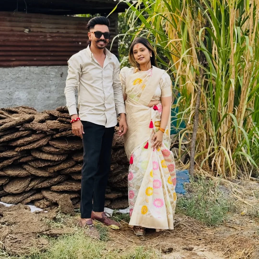 Photo shared by ⚜️विकी रेखा विजयशेठ भदाणे ⚜️VB on February 17, 2026 tagging @_official_aartithorve29_. May be an image of sugarcane, outdoors and text.