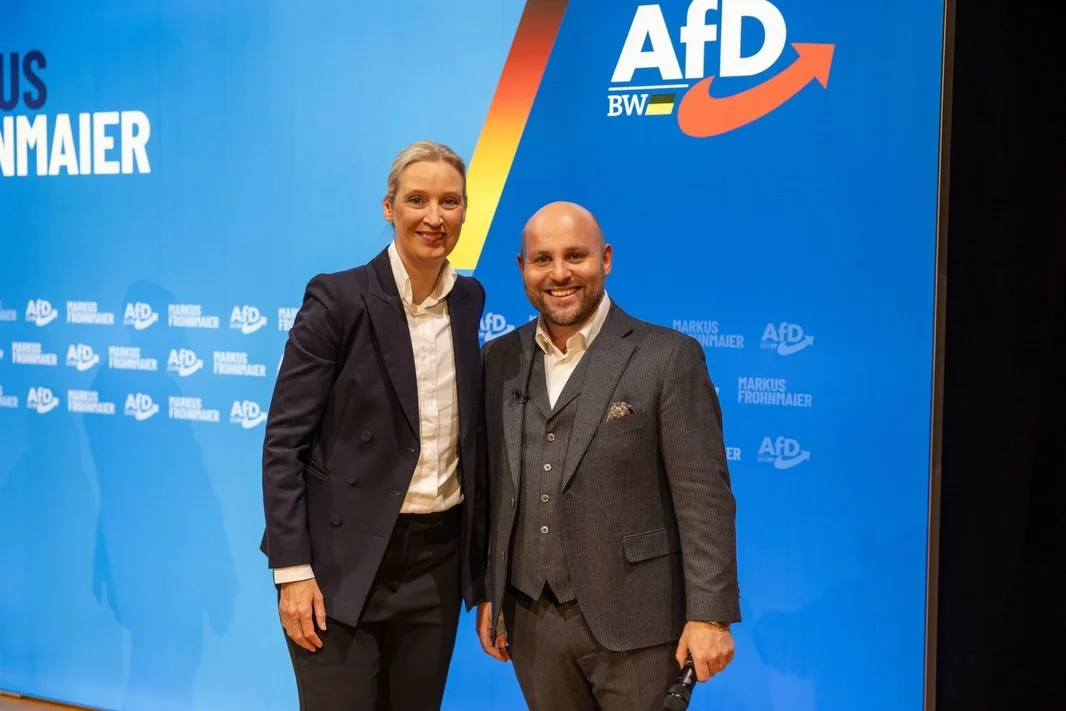 Photo shared by Alice Weidel on February 13, 2026 tagging @markus_frohnmaier. May be an image of text.